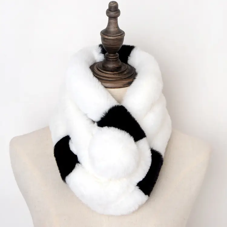 Women's Winter Fur Imitation Neck Scarf Beige Rex Soft Warm - Image 14