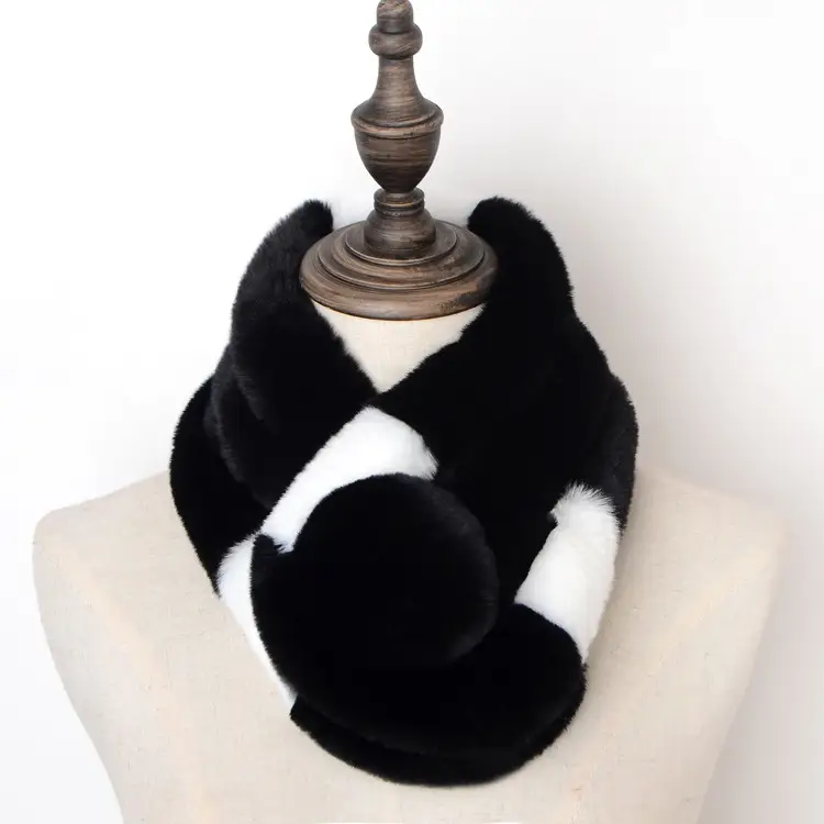 Women's Winter Fur Imitation Neck Scarf Beige Rex Soft Warm - Image 15