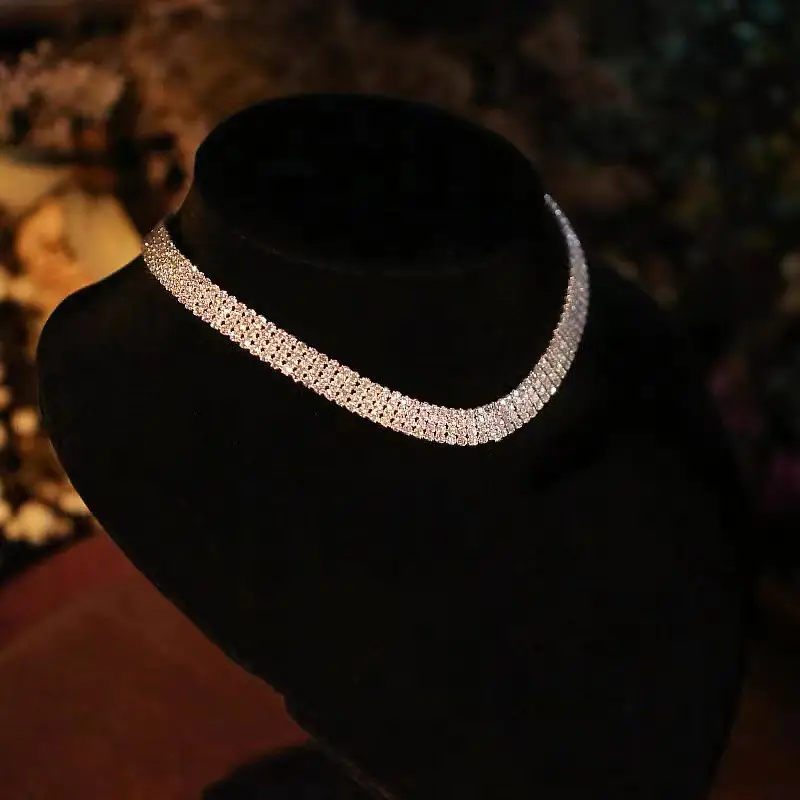 Full Diamond Zircon Neck Chain Collar for Women