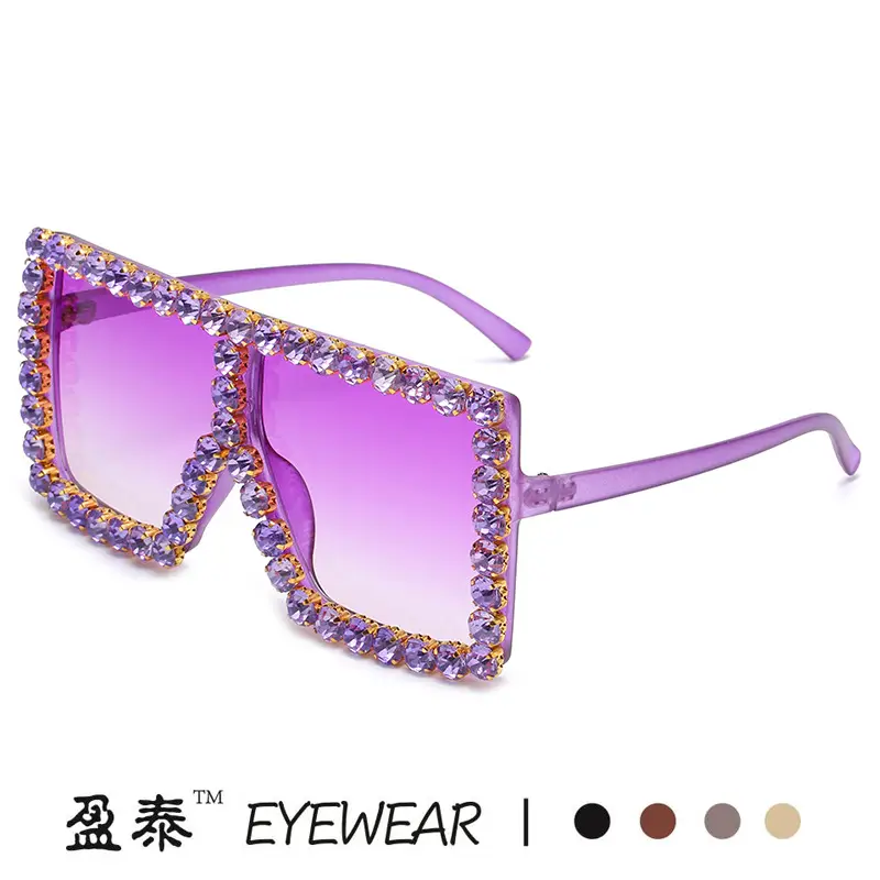 Square Frame Diamond Sunglasses for Women - Image 17