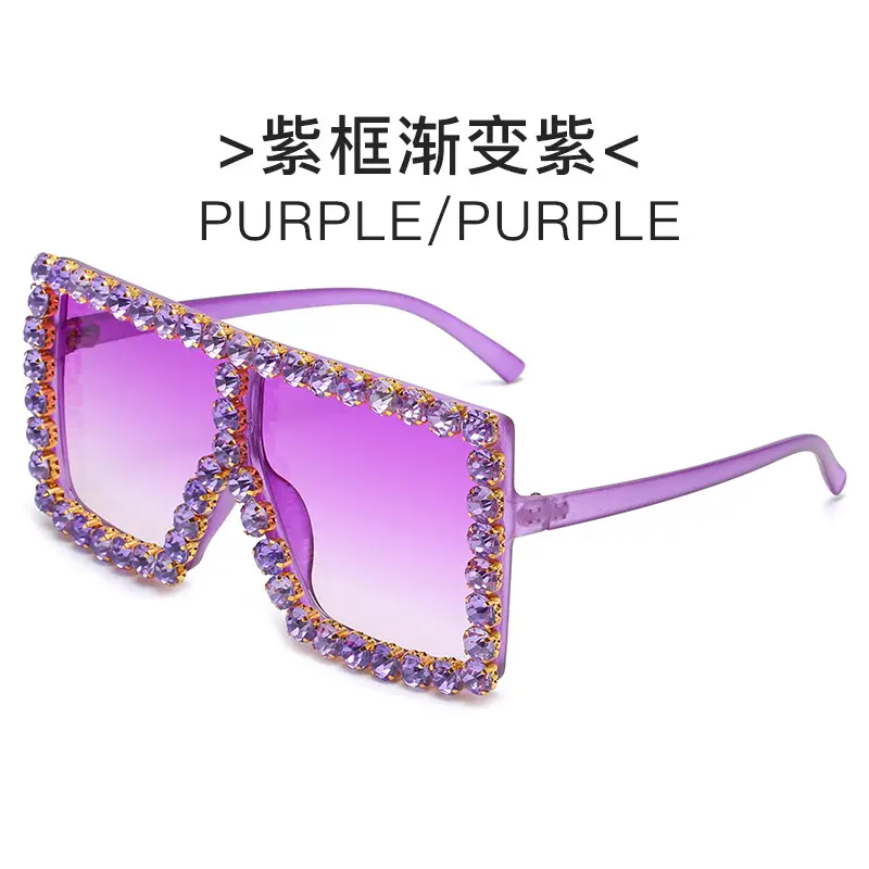 Square Frame Diamond Sunglasses for Women - Image 7