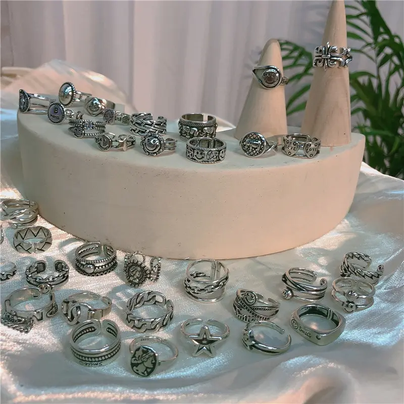 Women's 925 Sterling Silver Vintage Open Mouth Ring with Floral Embroidery - Image 12