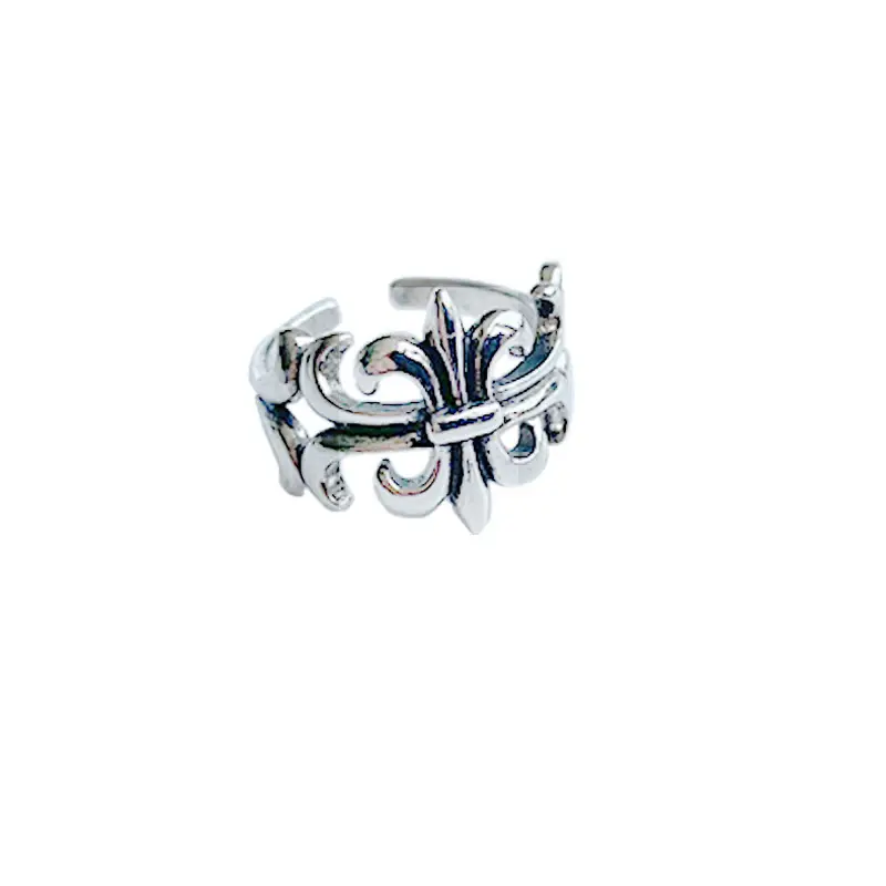 Women's 925 Sterling Silver Vintage Open Mouth Ring with Floral Embroidery - Image 14