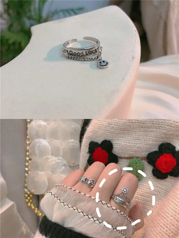 Women's 925 Sterling Silver Vintage Open Mouth Ring with Floral Embroidery - Image 3