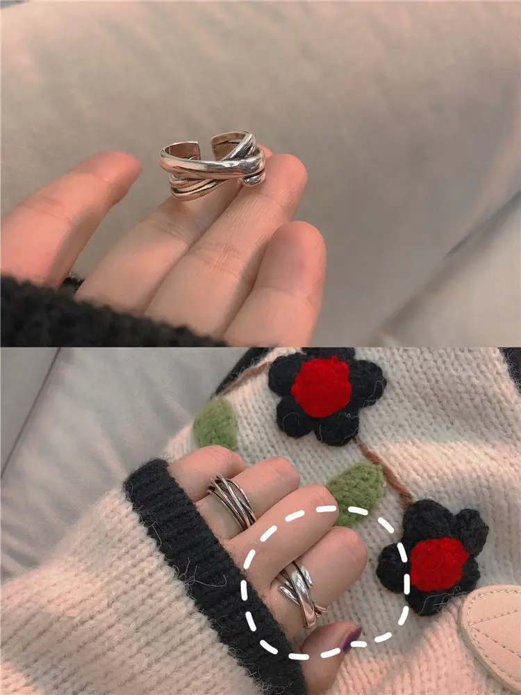 Women's 925 Sterling Silver Vintage Open Mouth Ring with Floral Embroidery - Image 5
