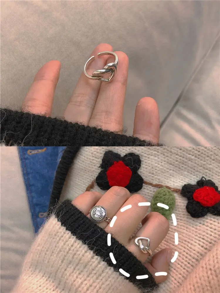 Women's 925 Sterling Silver Vintage Open Mouth Ring with Floral Embroidery - Image 8