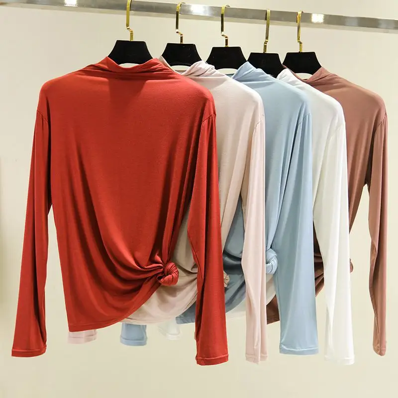 Spring Modal Turtleneck Long Sleeve Pink Large - Image 11