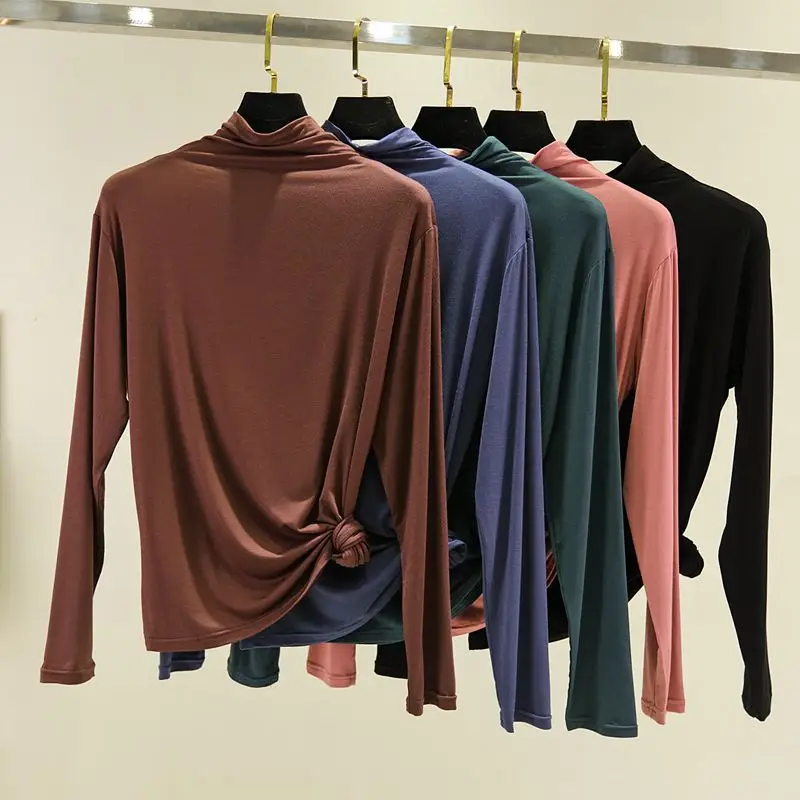 Spring Modal Turtleneck Long Sleeve Pink Large - Image 12