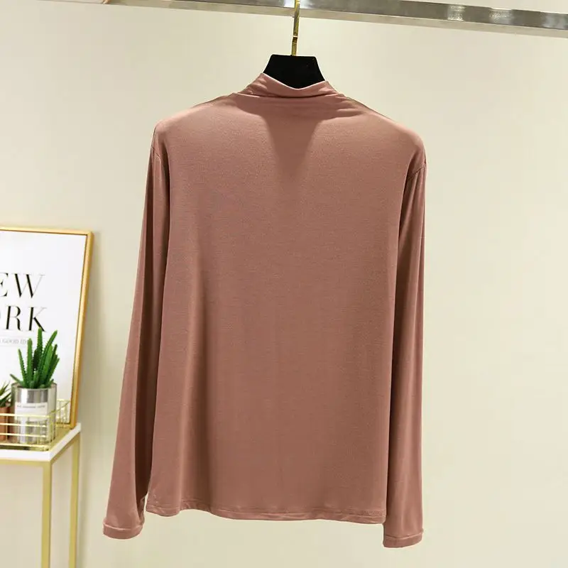 Spring Modal Turtleneck Long Sleeve Pink Large - Image 4