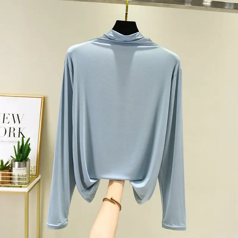 Spring Modal Turtleneck Long Sleeve Pink Large - Image 8