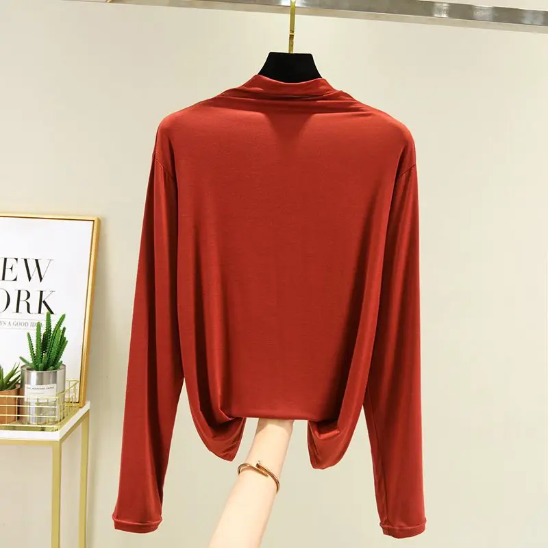 Spring Modal Turtleneck Long Sleeve Pink Large - Image 9