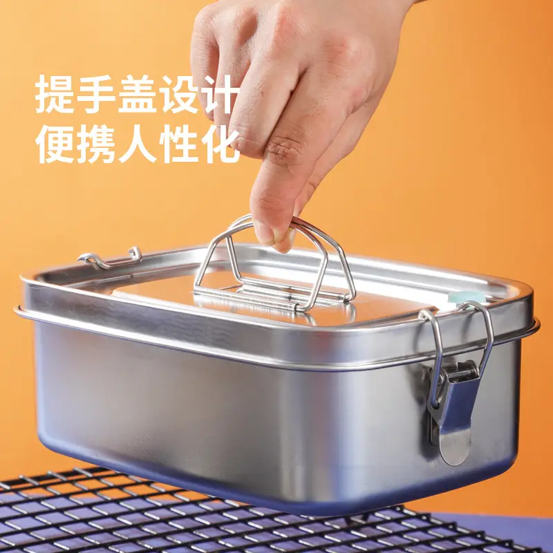 Japanese Style 304 Stainless Steel Lunch Box Double Layer Overflow Proof - Image 2