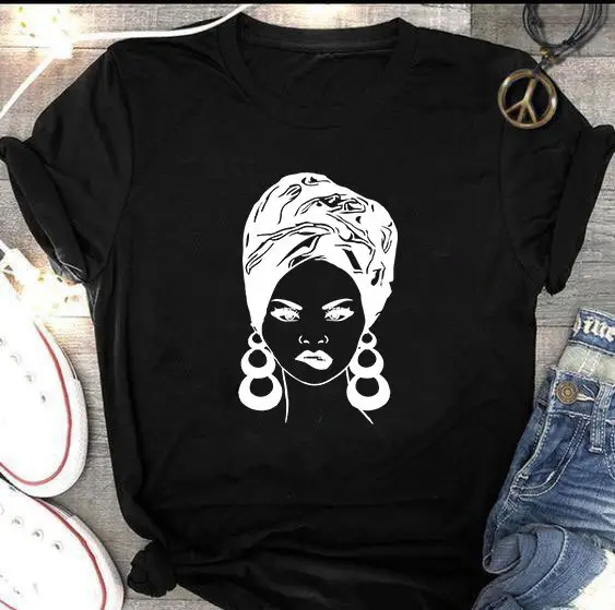 Foreign Trade T-Shirt Black Girl 0 Fashion Short Sleeve - Image 2
