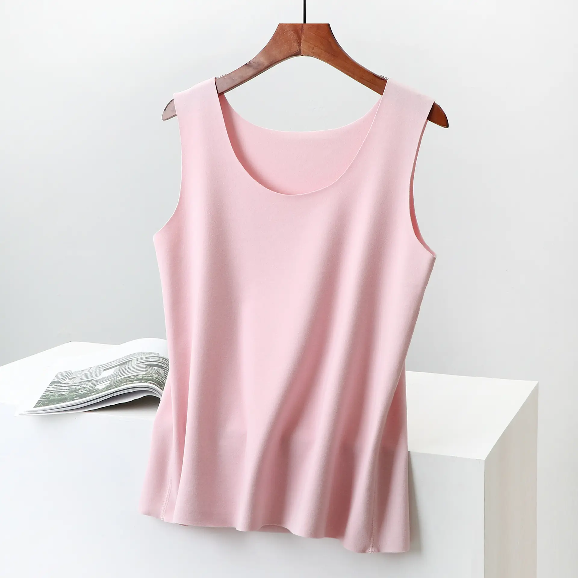 Korean Slim Fit Velvet Vest Maroon Sleeveless - Image 3