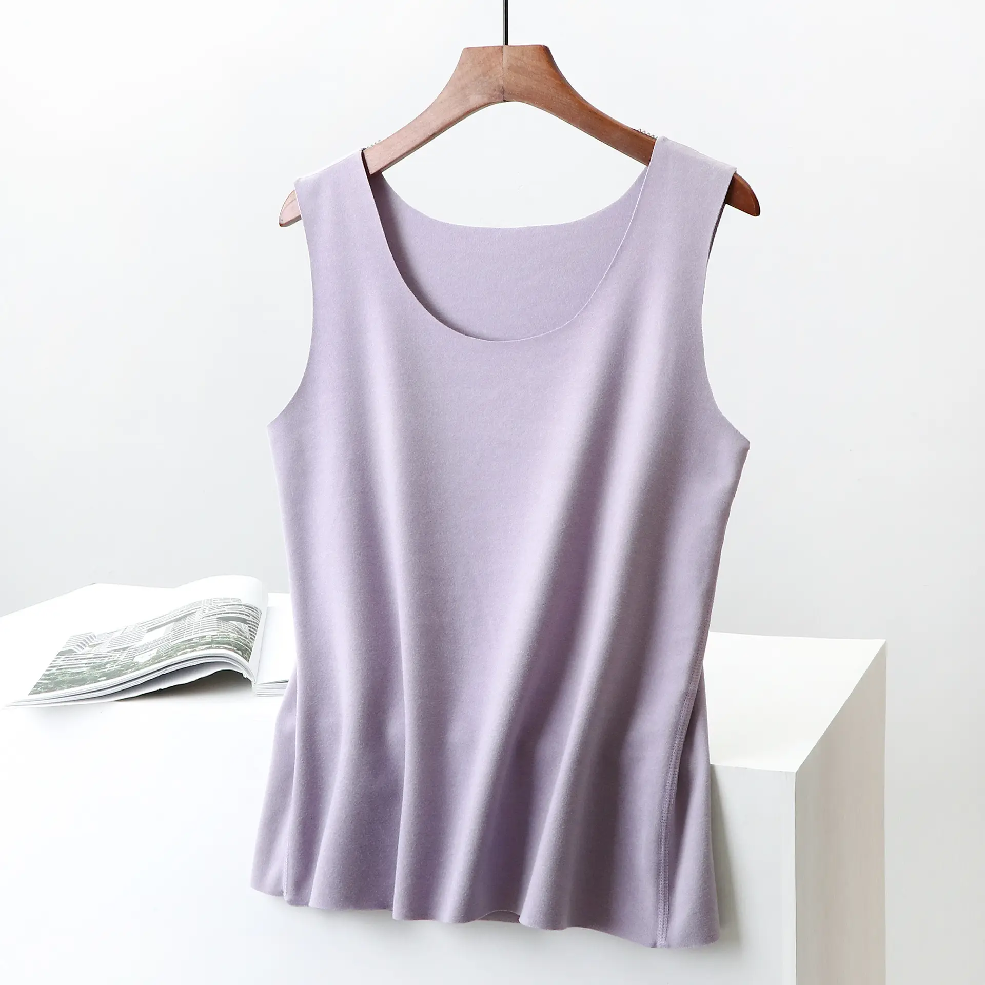 Korean Slim Fit Velvet Vest Maroon Sleeveless - Image 5