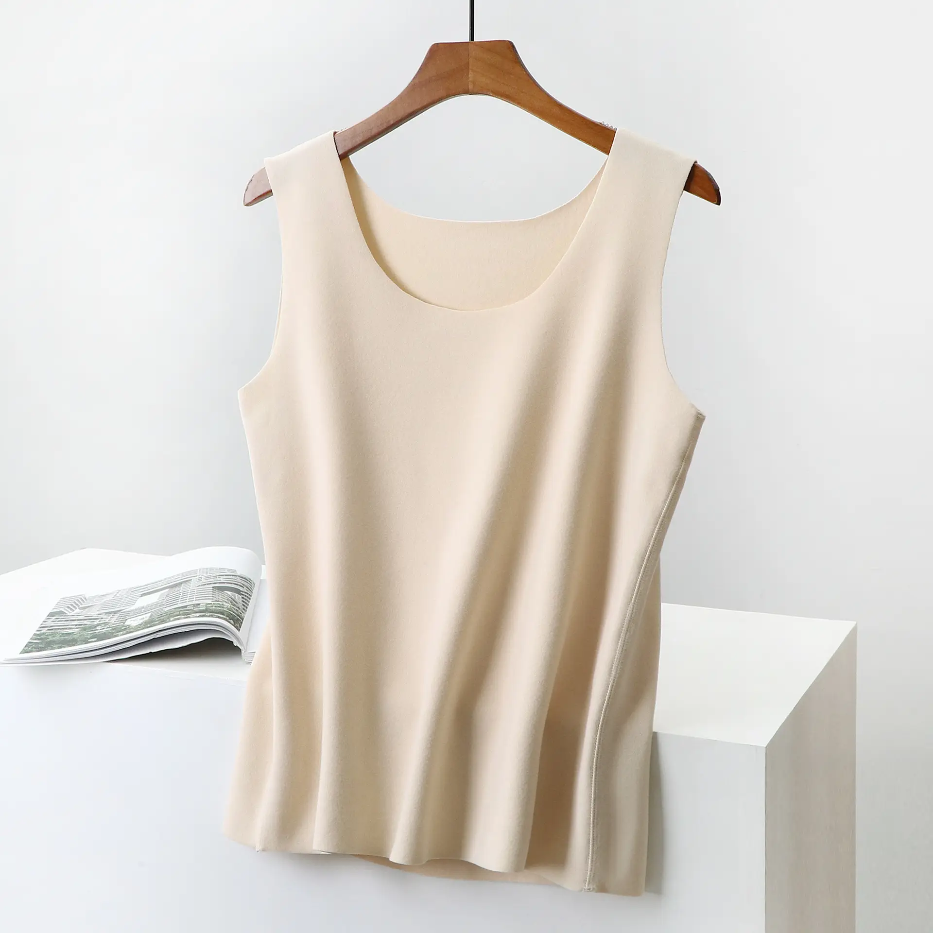 Korean Slim Fit Velvet Vest Maroon Sleeveless - Image 6