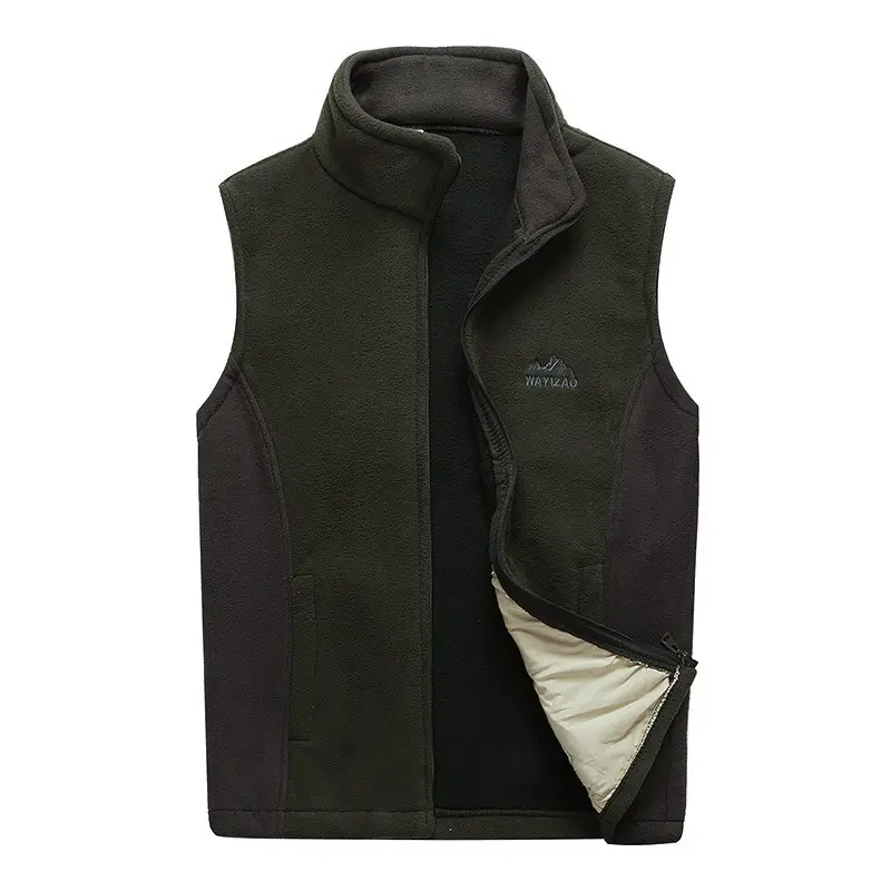 Men's Warm Fleece Vest Black Large Waistcoat Style - Image 6