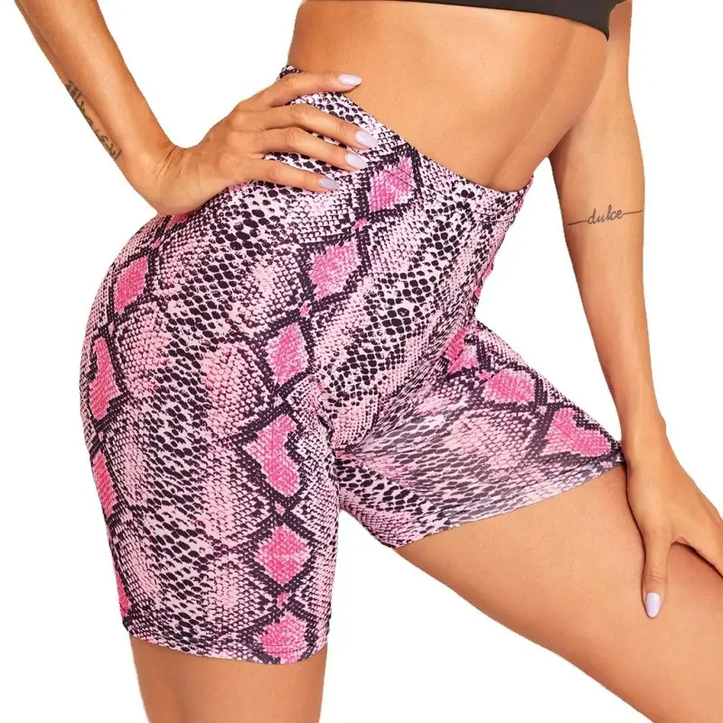 Snake Print High Waist Shorts for Women
