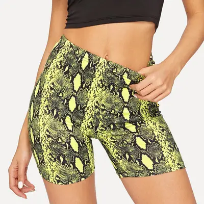 Snake Print High Waist Shorts for Women