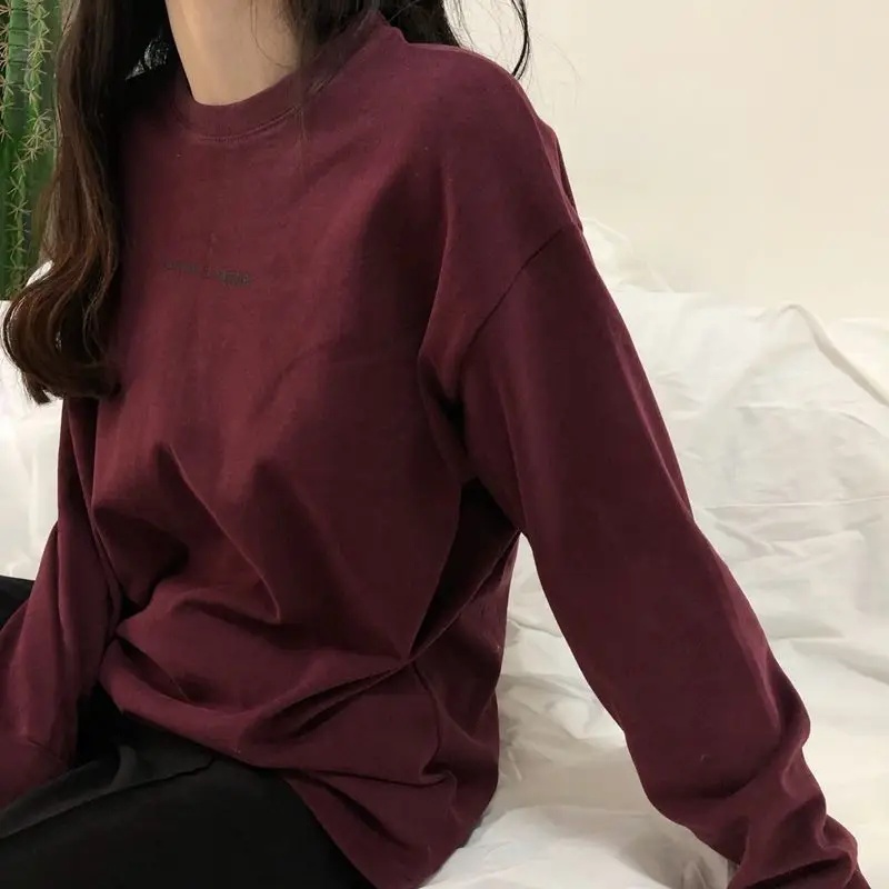 2025 Women Korean Style Long Sleeve T-Shirt White - Image 2