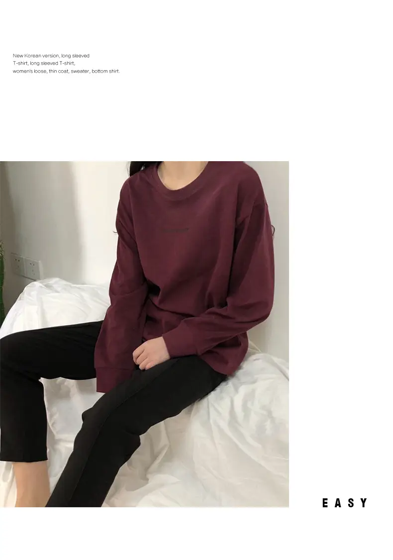 2025 Women Korean Style Long Sleeve T-Shirt White — feature 10