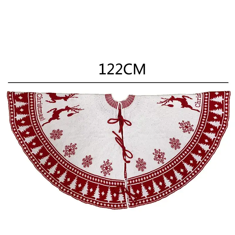 2021 Christmas Tree Mat with Deer Pattern Red Decor - Image 3