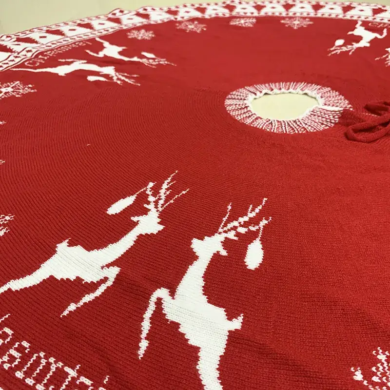 2021 Christmas Tree Mat with Deer Pattern Red Decor - Image 4