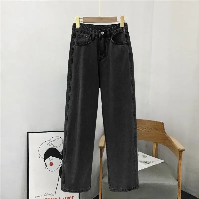 Women Wide Leg Jeans Light Blue Denim Autumn 2020 - Image 2