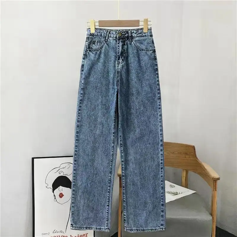 Women Wide Leg Jeans Light Blue Denim Autumn 2020 - Image 3