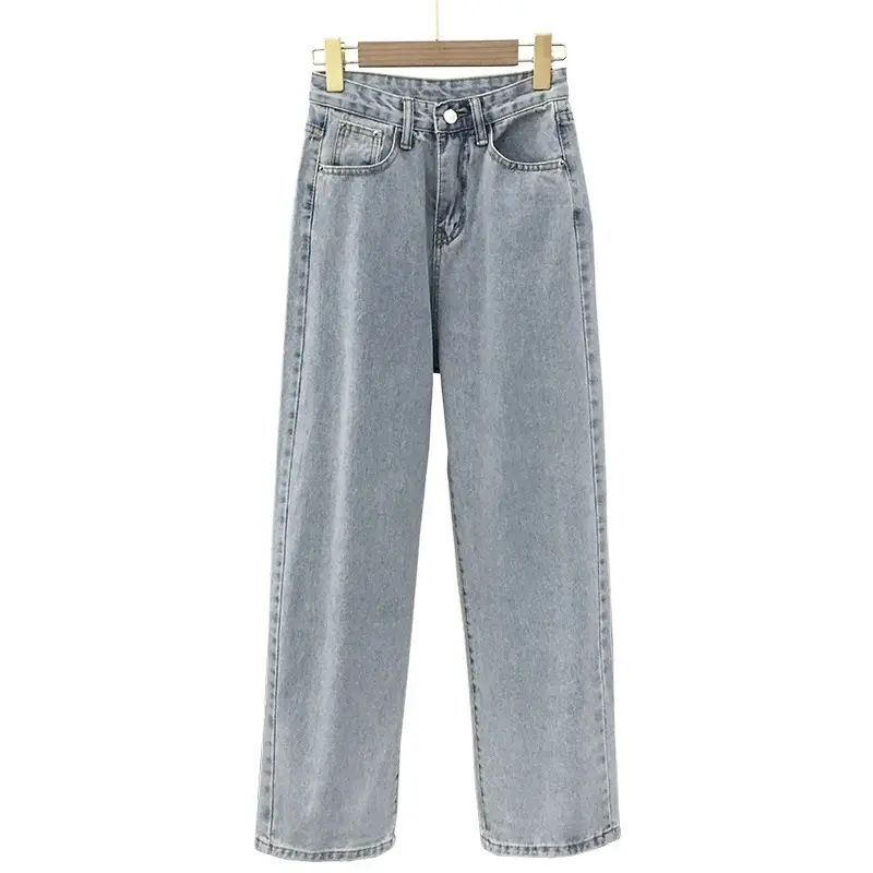 Women Wide Leg Jeans Light Blue Denim Autumn 2020 - Image 6