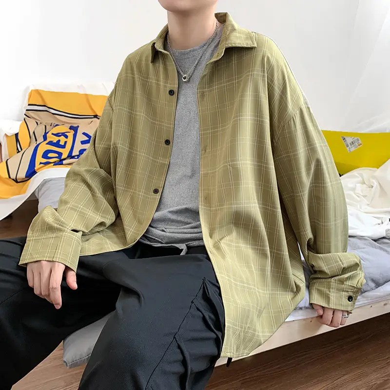 Men Plaid Loose Shirt with Backpack & Panda Bag - Image 8