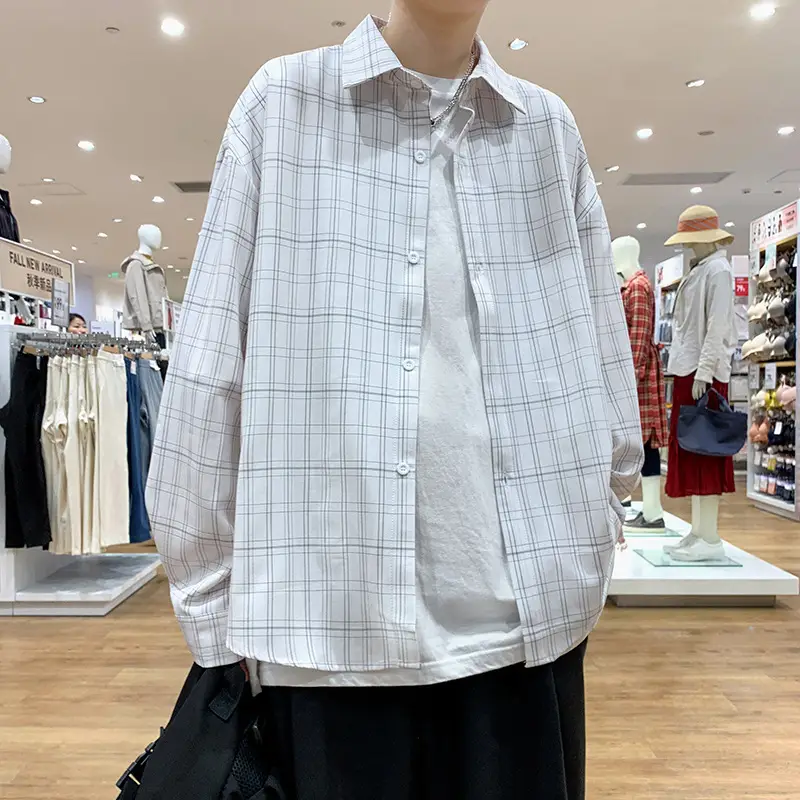 Men Plaid Loose Shirt with Backpack & Panda Bag - Image 2