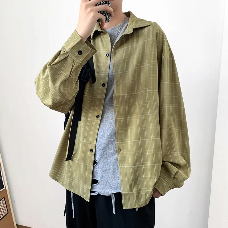 Men Plaid Loose Shirt with Backpack & Panda Bag - Image 3