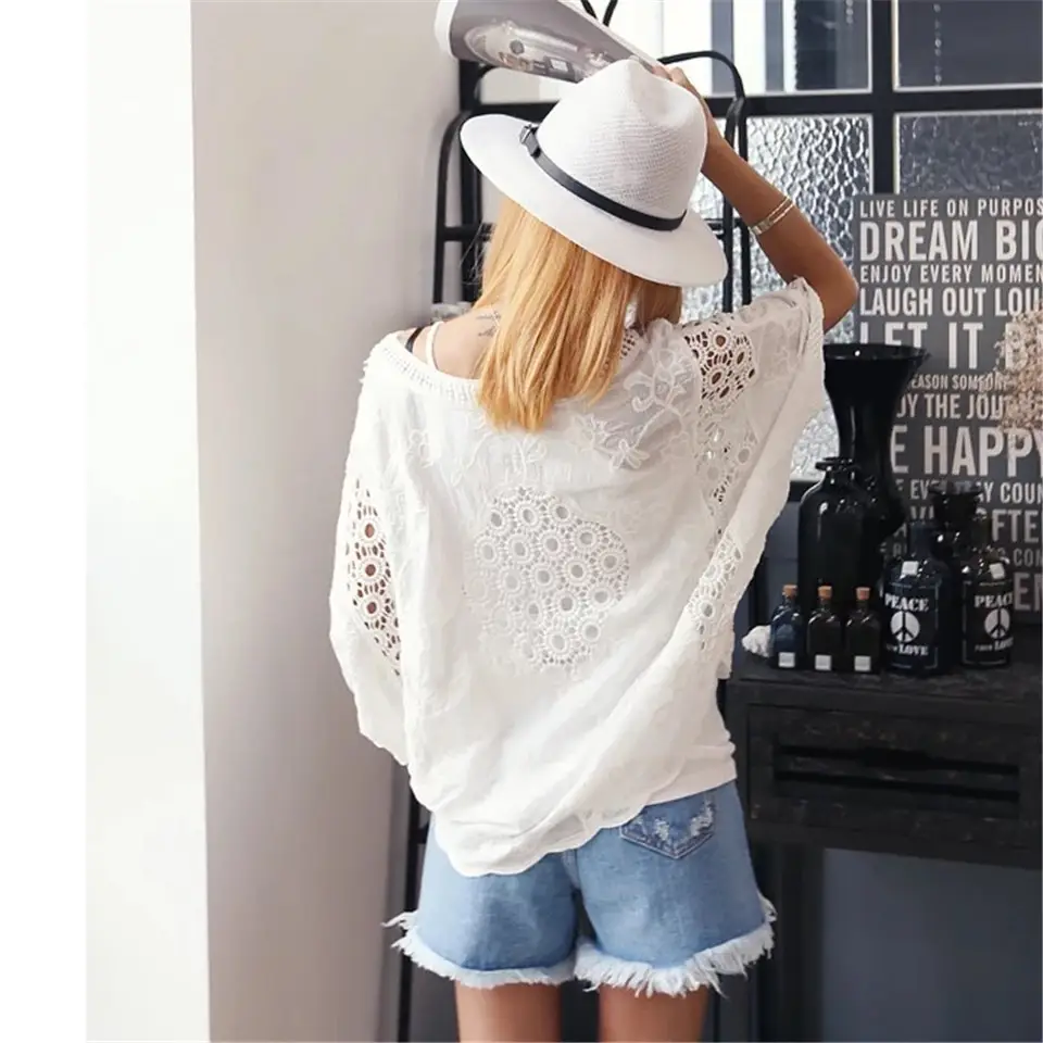 Korean Style White Lace Cropped Sweater Top - Image 22