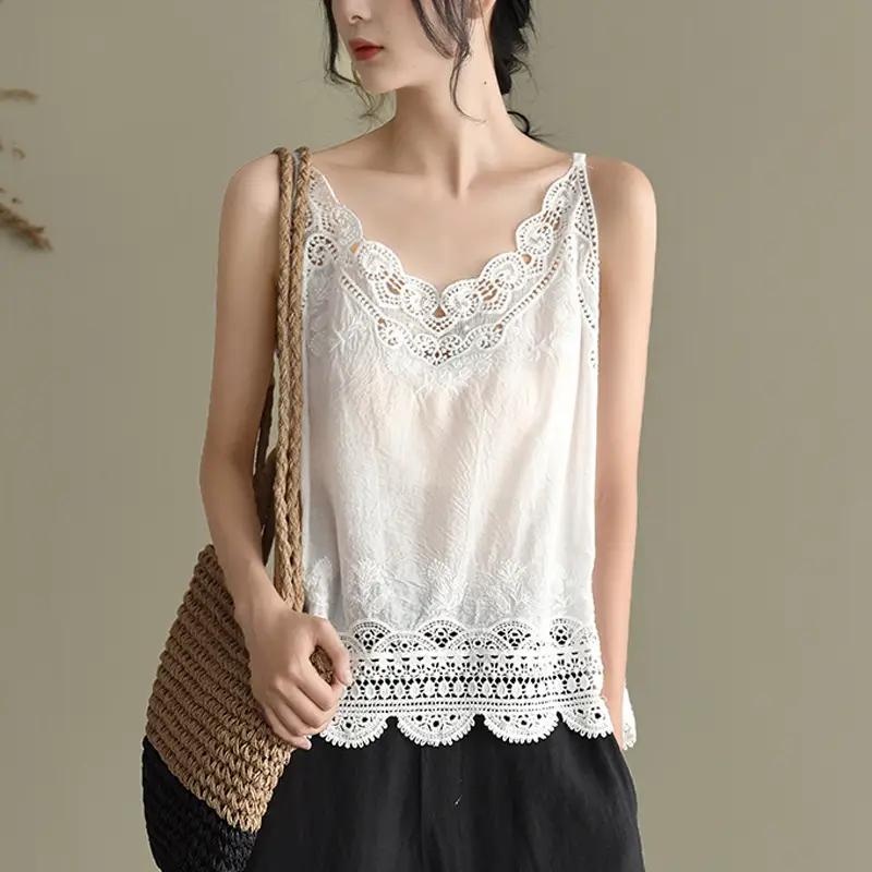 Korean Style White Lace Cropped Sweater Top - Image 10