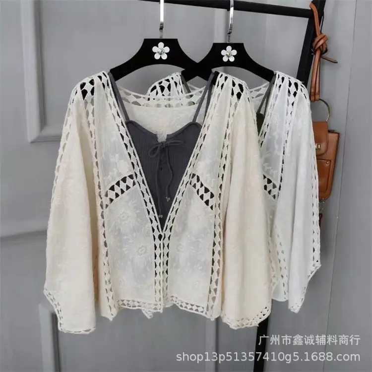 Korean Style White Lace Cropped Sweater Top - Image 19