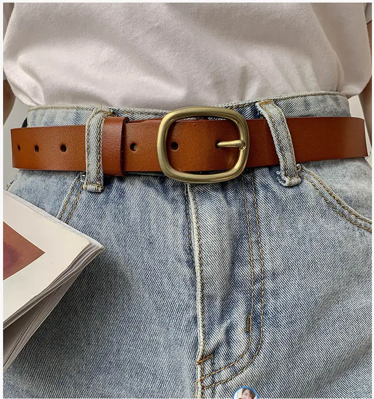 Genuine Leather Belt for Women Korean Style Cross-border Vintage Decorative Jeans Belt - Image 3