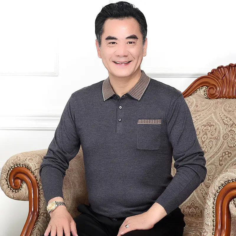 Men Navy Blue Long Sleeve T-Shirt with Real Pocket - Image 16