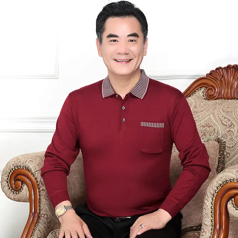 Men Navy Blue Long Sleeve T-Shirt with Real Pocket - Image 3