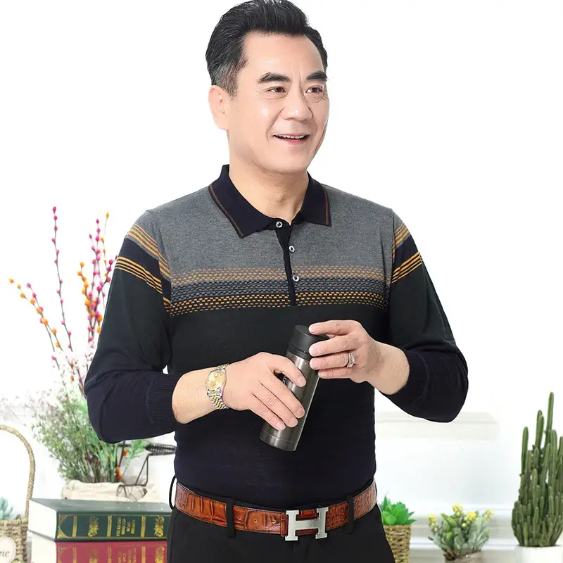 Men Navy Blue Long Sleeve T-Shirt with Real Pocket - Image 8