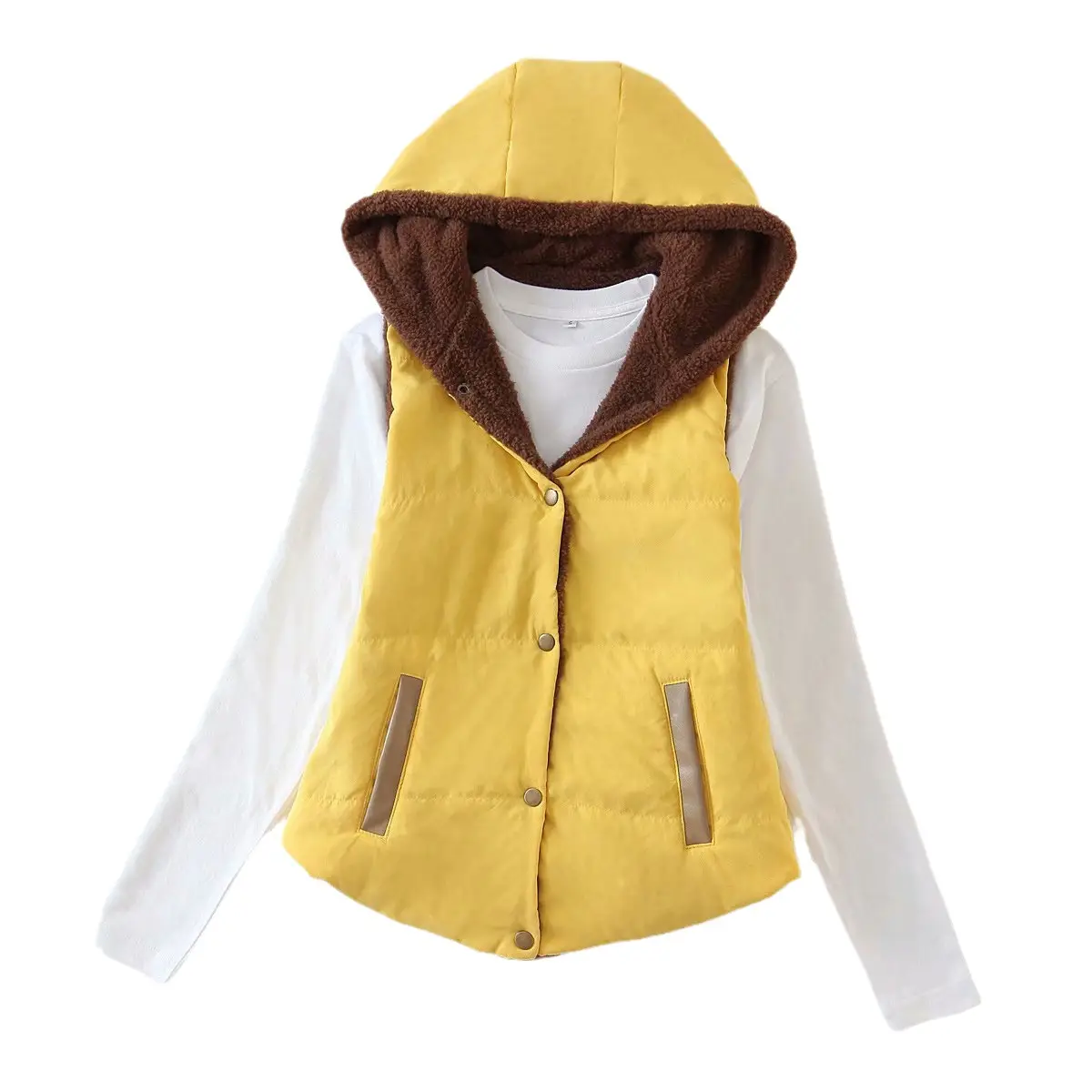 2023 Women's Hooded Lambskin Vest Candy Color Large