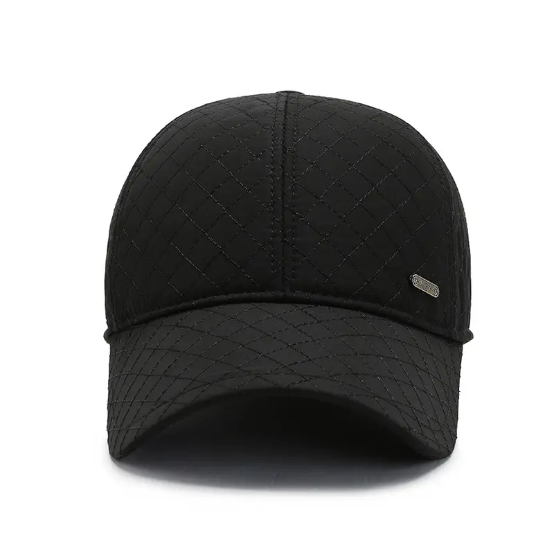 Men's Black Quilted Baseball Cap Windproof Cold-proof - Image 5