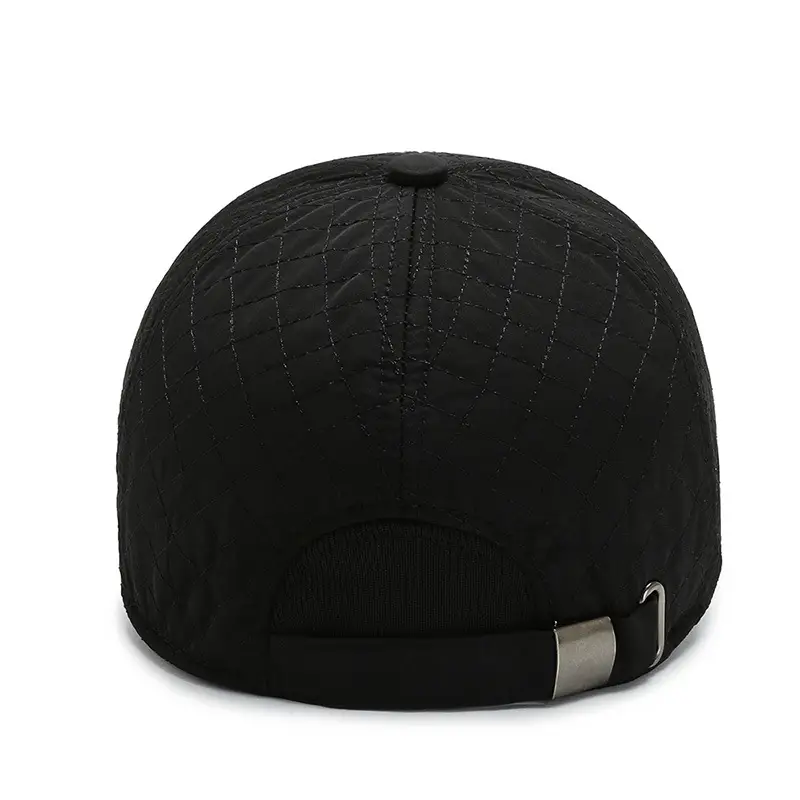 Men's Black Quilted Baseball Cap Windproof Cold-proof - Image 8