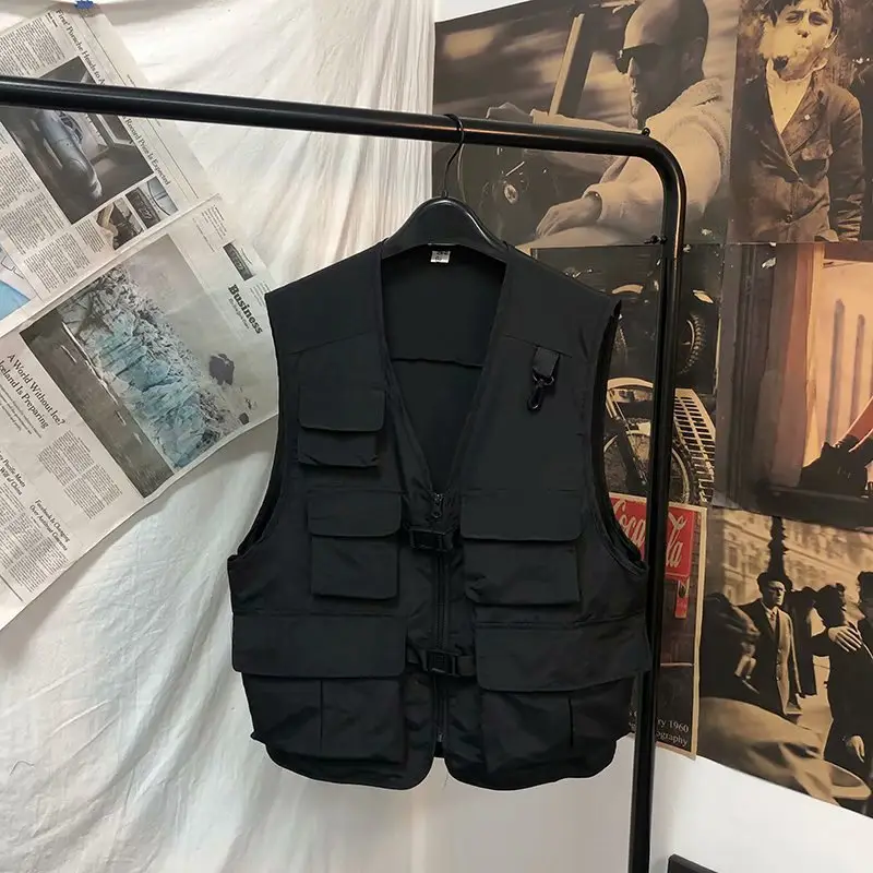 Men's Black Tactical Vest Jacket with 12 Pockets - Image 7