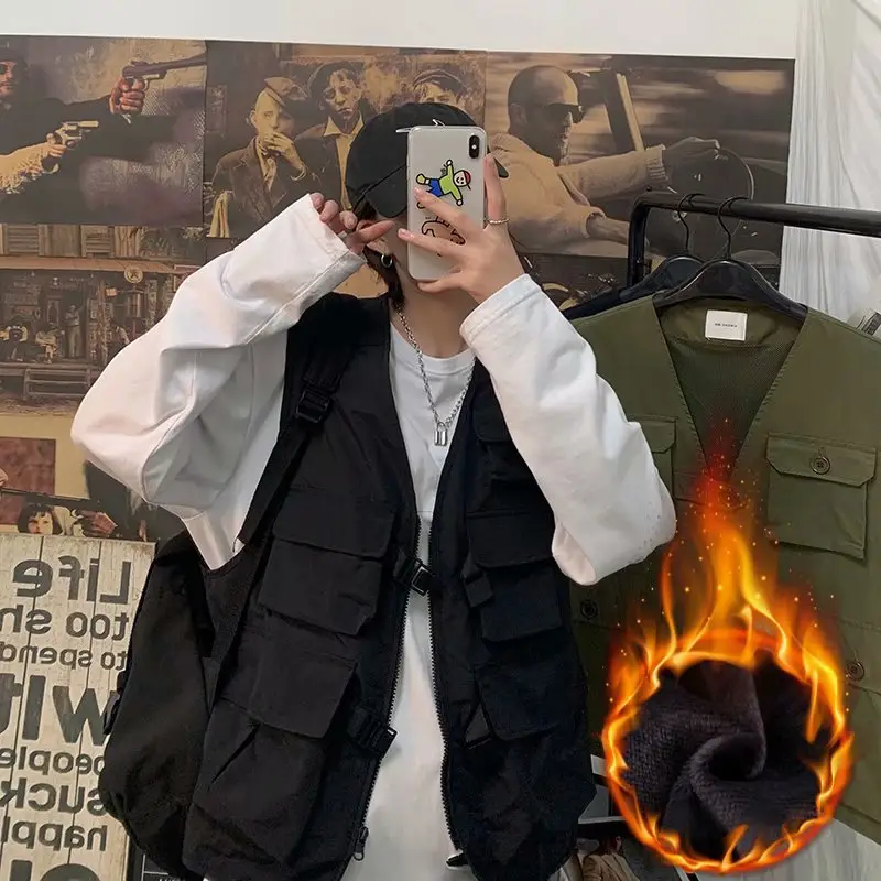 Men's Black Tactical Vest Jacket with 12 Pockets - Image 2
