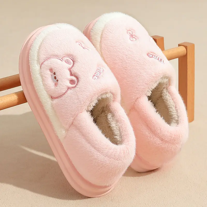 Home Cotton Slippers with Heel for Women Winter Cartoon Bear Plush Warm Men's Indoor Home Cotton Shoes Men's Winter Wholesale - Image 6