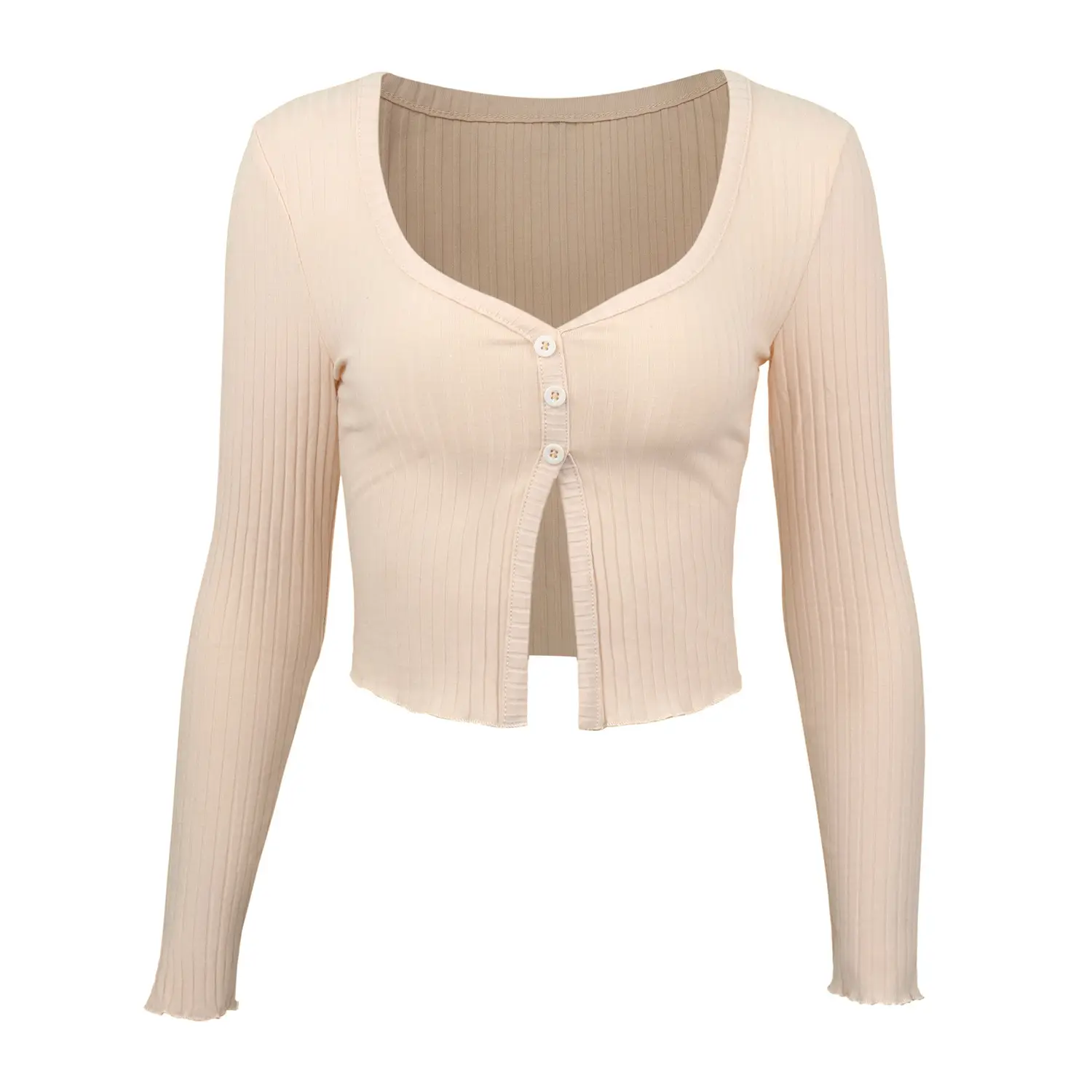 2023 Button Knitted Navel Cardigan Top Maroon - Image 2
