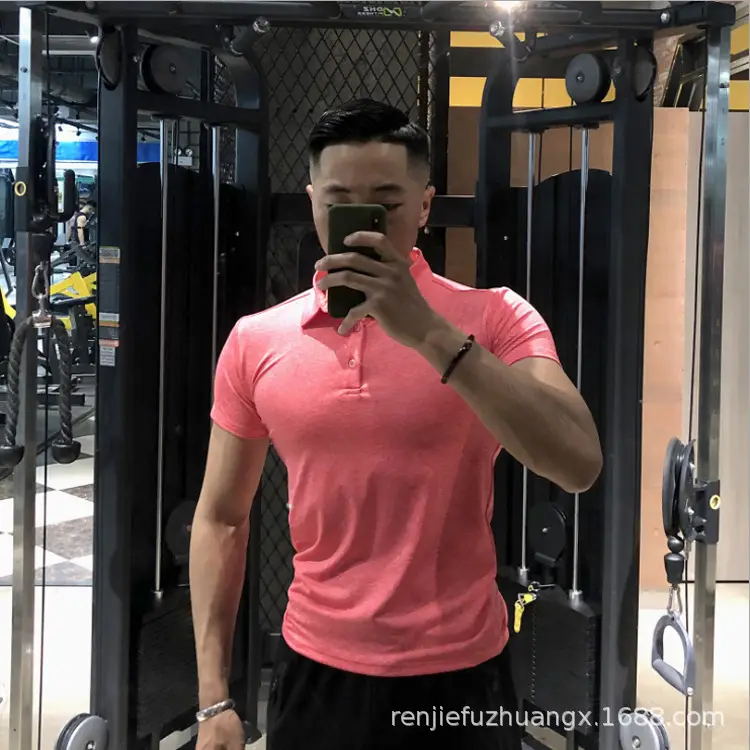 2020 Slim Fit Polo T-Shirt for Men Pink - Image 10
