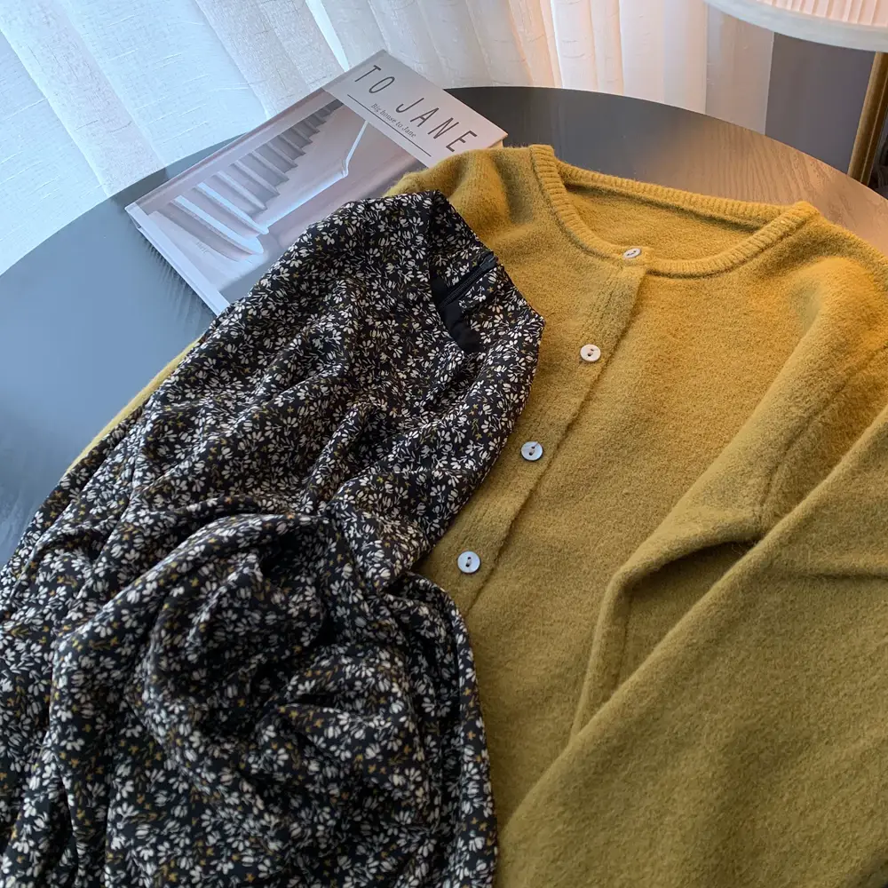Women Button Knit Cardigan Maroon Spring 2025 — feature 2