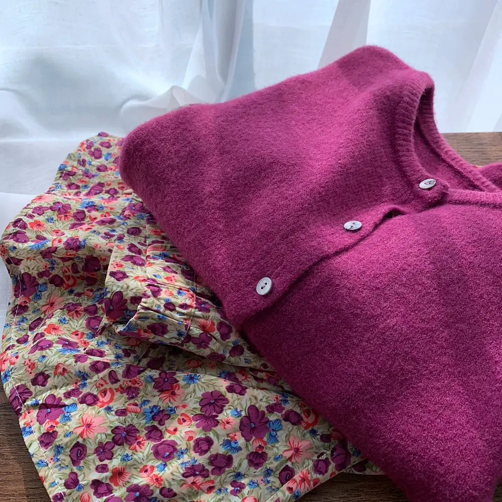 Women Button Knit Cardigan Maroon Spring 2025 — feature 20